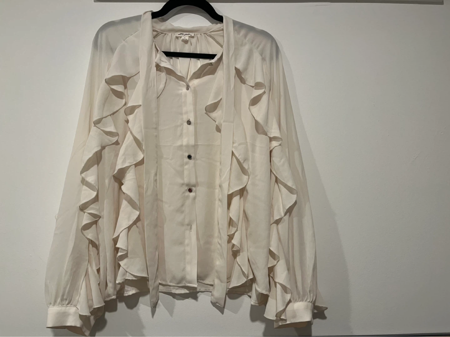 Women's Ruffled Blouse - Cream - XL