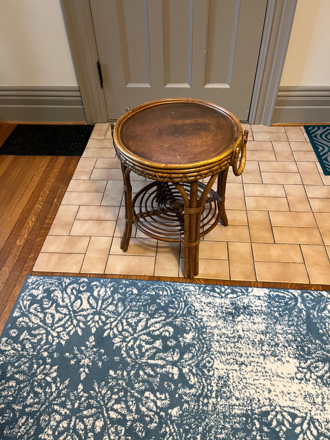 Wicker and Wood Accent Table - photo 3