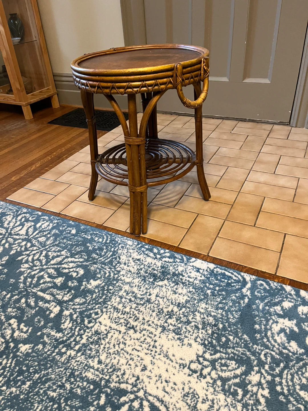 Wicker and Wood Accent Table - photo 2