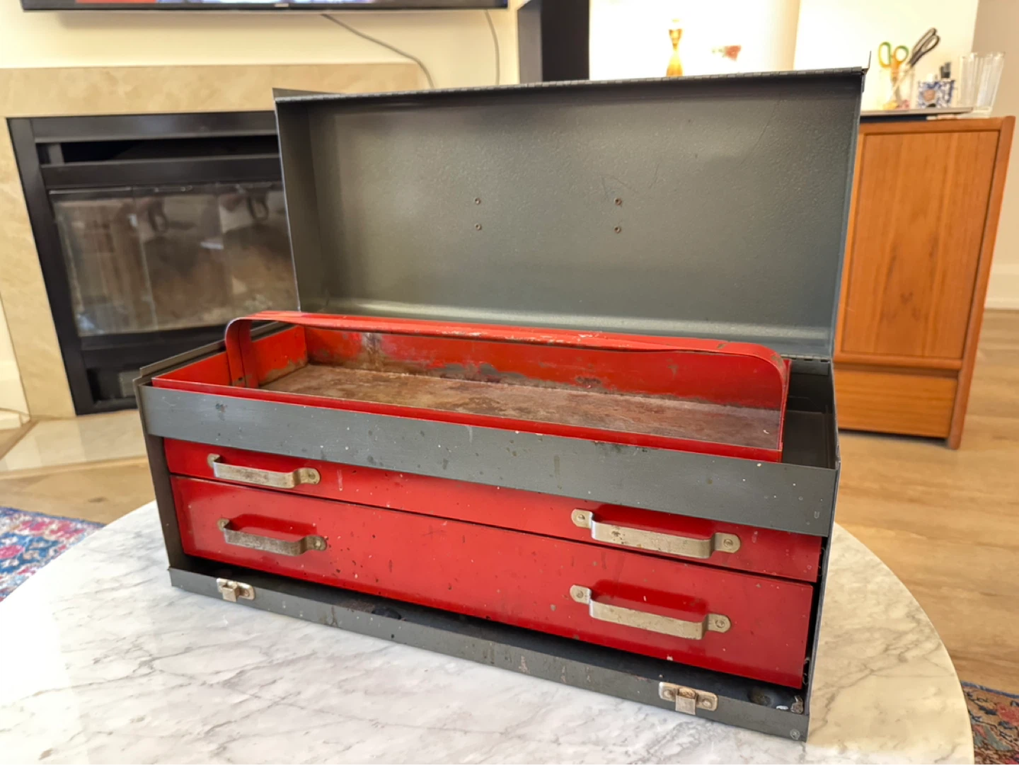 Vintage Craftsman Red Metal Toolbox with 2 Drawers - photo 2
