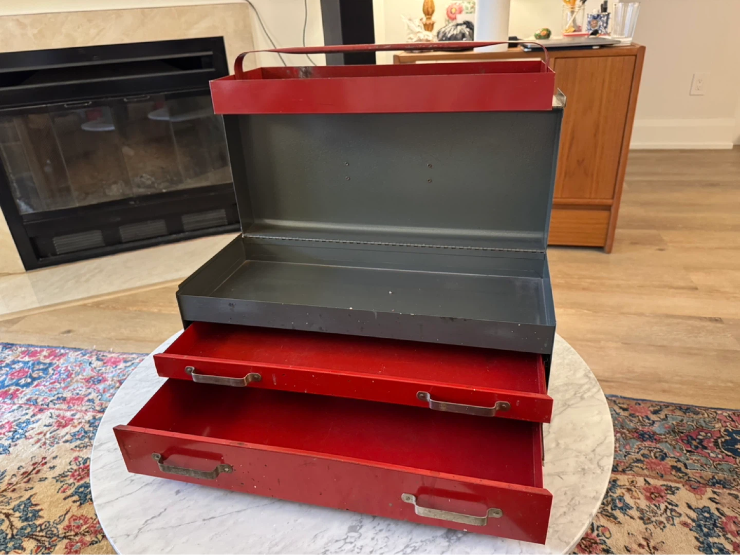 Vintage Craftsman Red Metal Toolbox with 2 Drawers