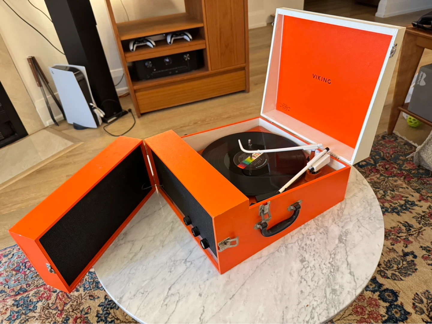 Vintage Viking Portable Record Player - Orange