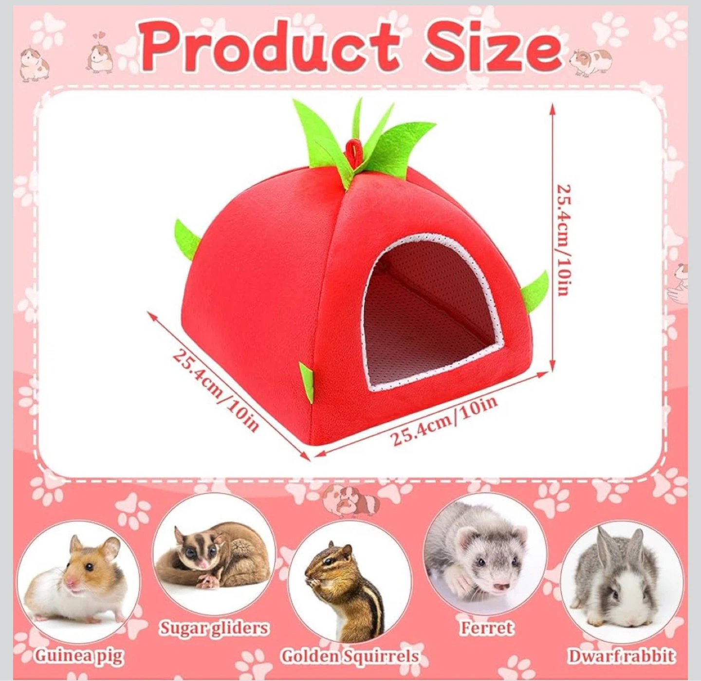 Strawberry Shaped Pet Bed for Small Animals - photo 2