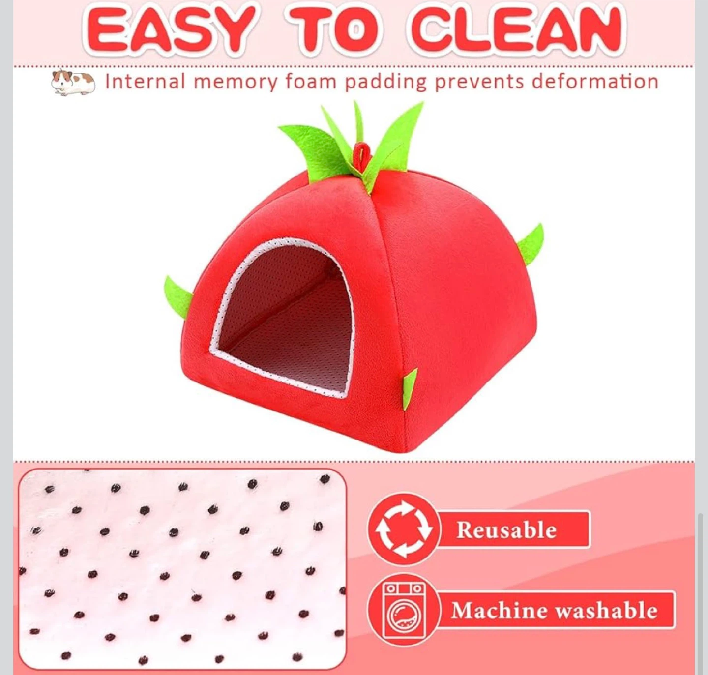 Strawberry Shaped Pet Bed for Small Animals - photo 4