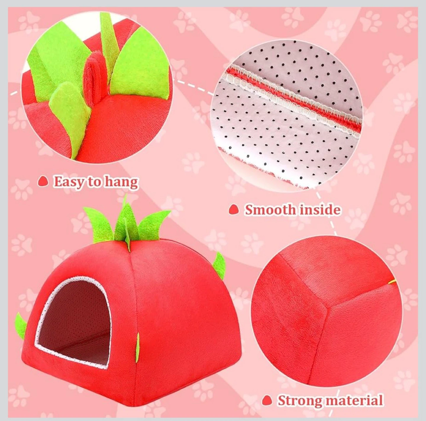 Strawberry Shaped Pet Bed for Small Animals - photo 3