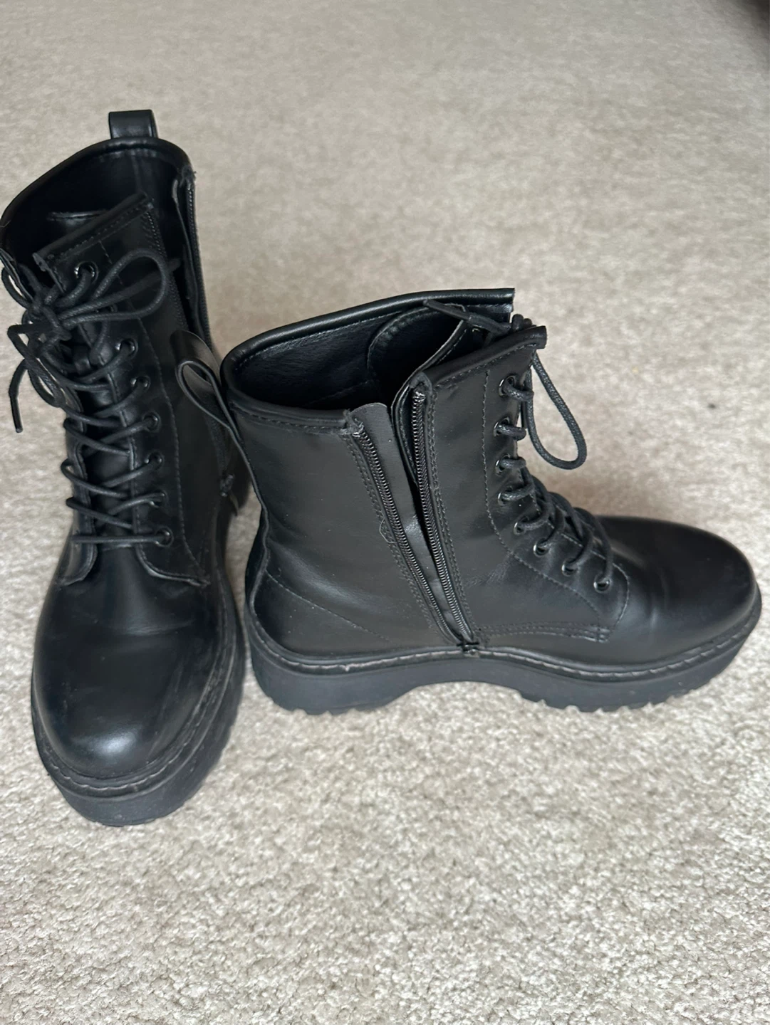 Steve Madden Betty Black Platform Combat Boots