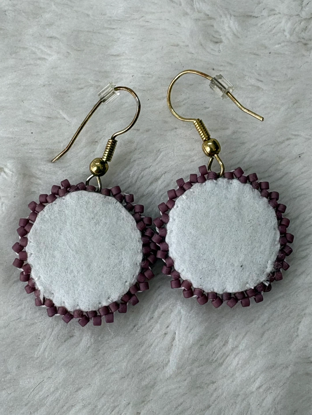 Hand Beaded Purple Black Boho Dangle Drop Seed Bead Earrings - photo 4