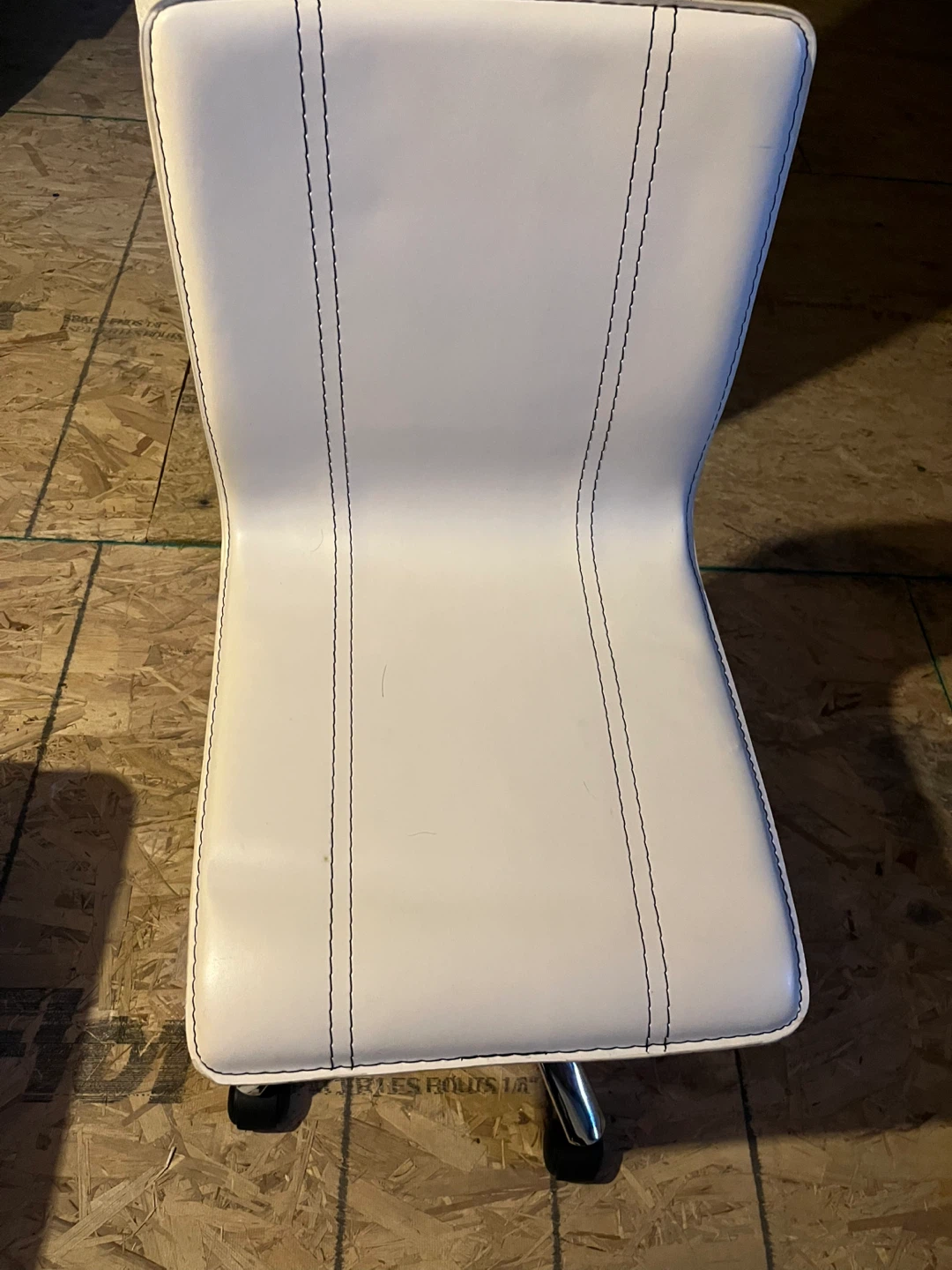 White Faux Leather Office Chair with Black Stitching