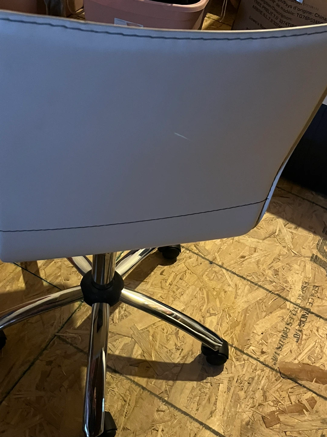 White Faux Leather Office Chair with Black Stitching - photo 3