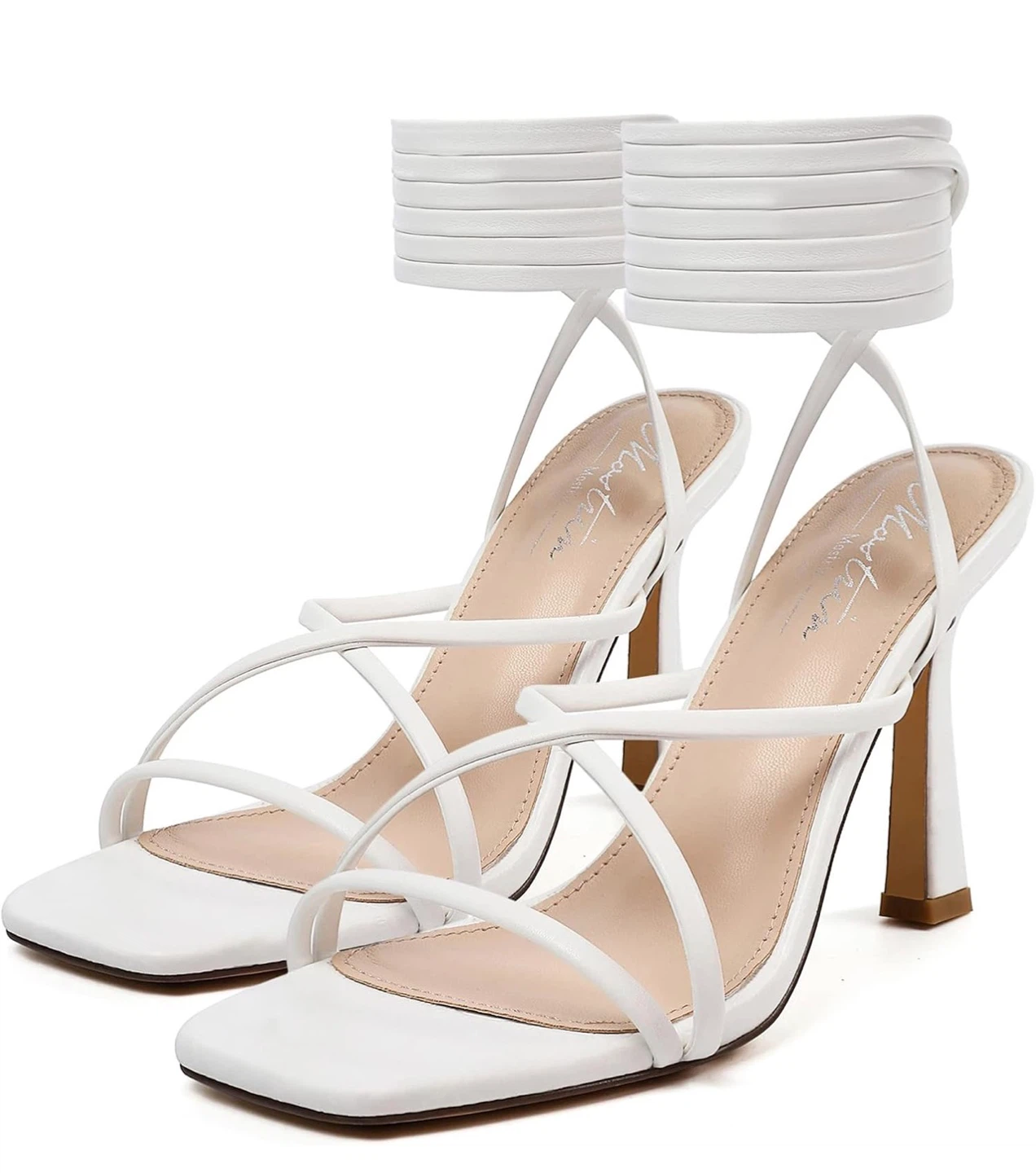 White Strappy High Heel Sandals