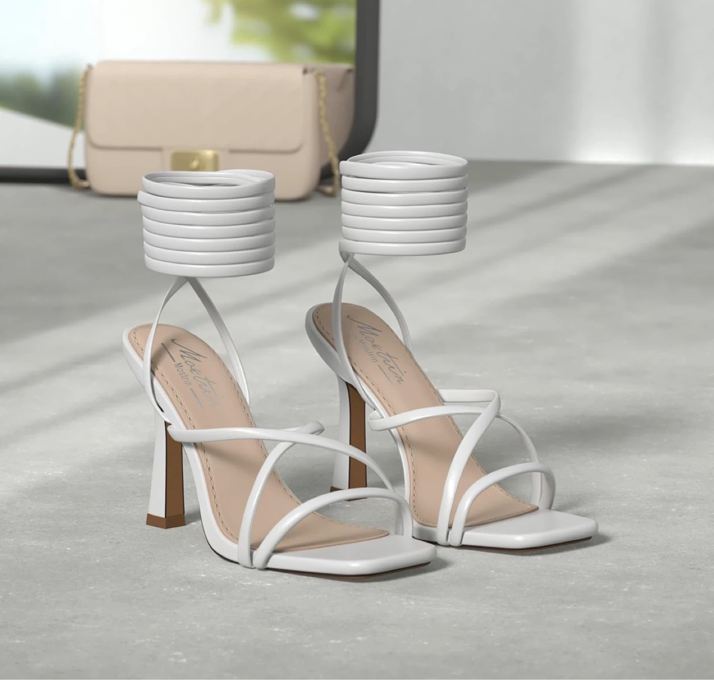 White Strappy High Heel Sandals - photo 3
