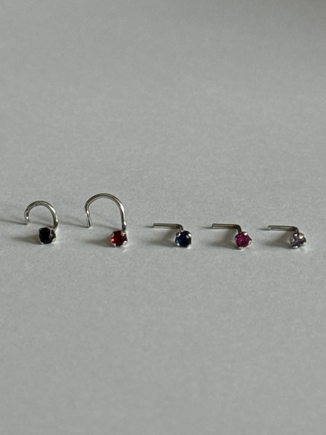 New 925 Silver Nose & Ear Piercings with Colored Zircon Stones - photo 2