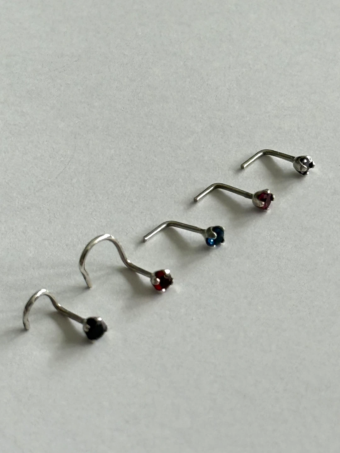 New 925 Silver Nose & Ear Piercings with Colored Zircon Stones