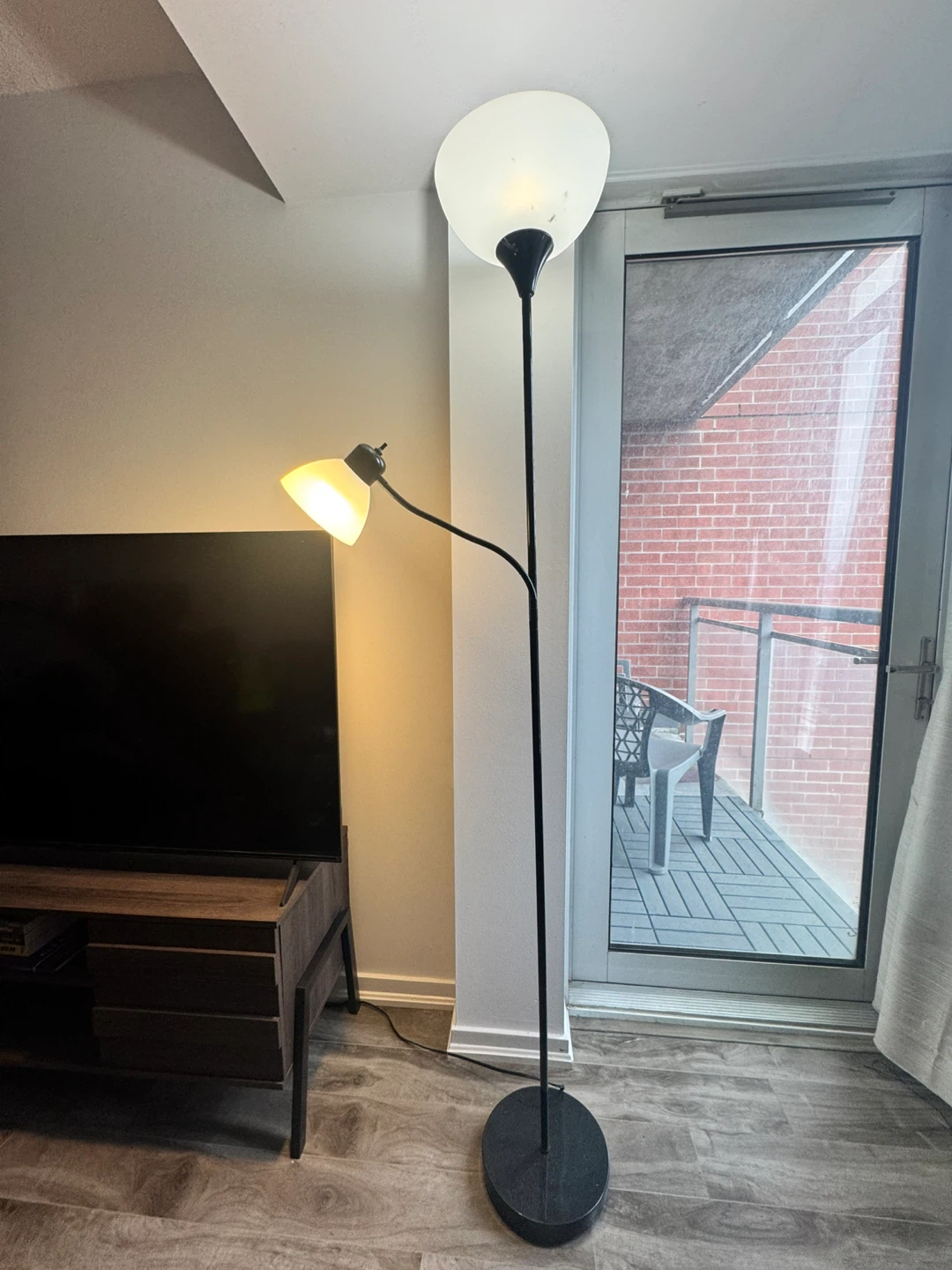 Black Torchiere Floor Lamp with Reading Light