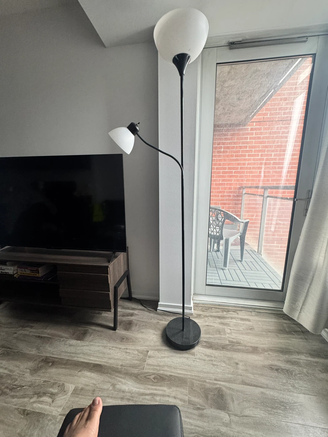 Black Torchiere Floor Lamp with Reading Light - photo 2
