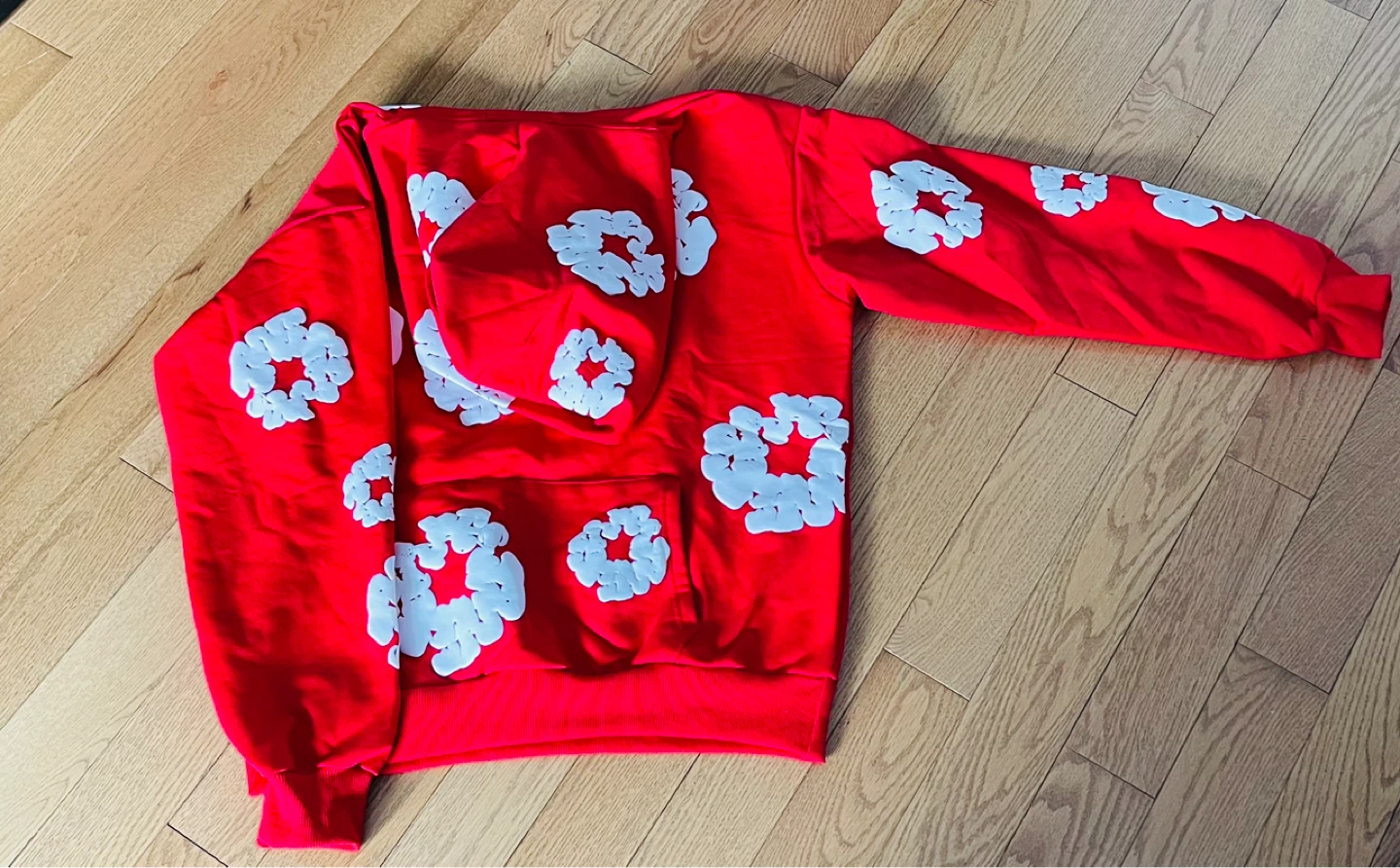 Red denim tears hoodie