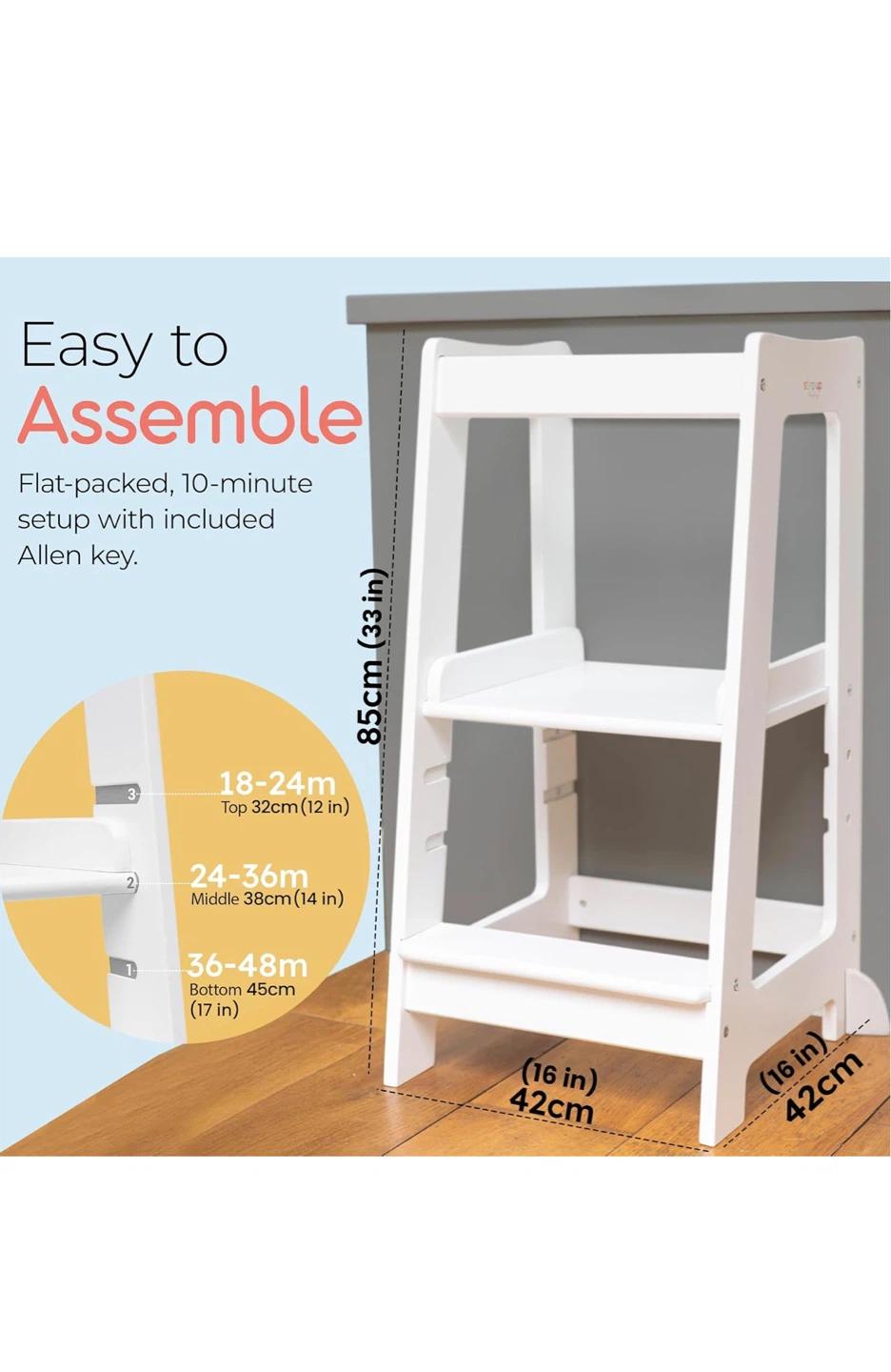 Step Up Baby Toddler Learning Tower - White