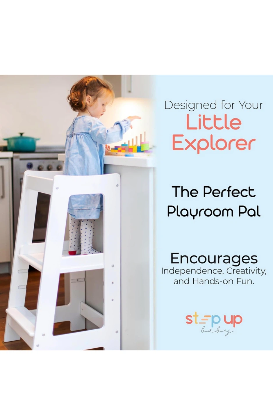 Step Up Baby Toddler Learning Tower - White - photo 4