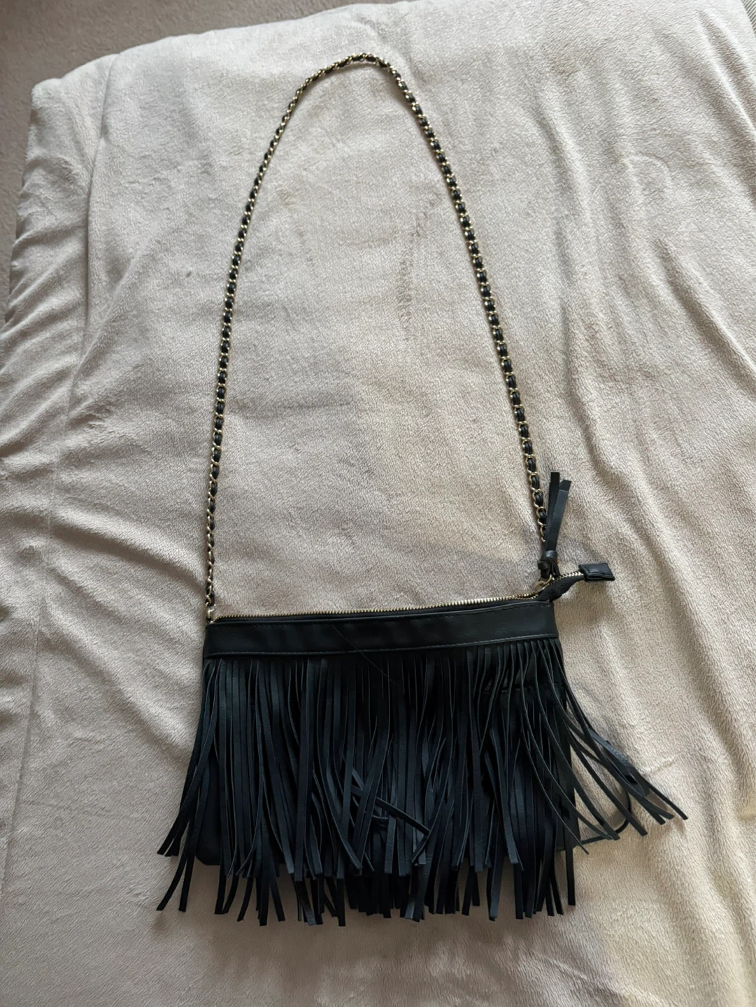 Stila Black Fringed Crossbody Bag