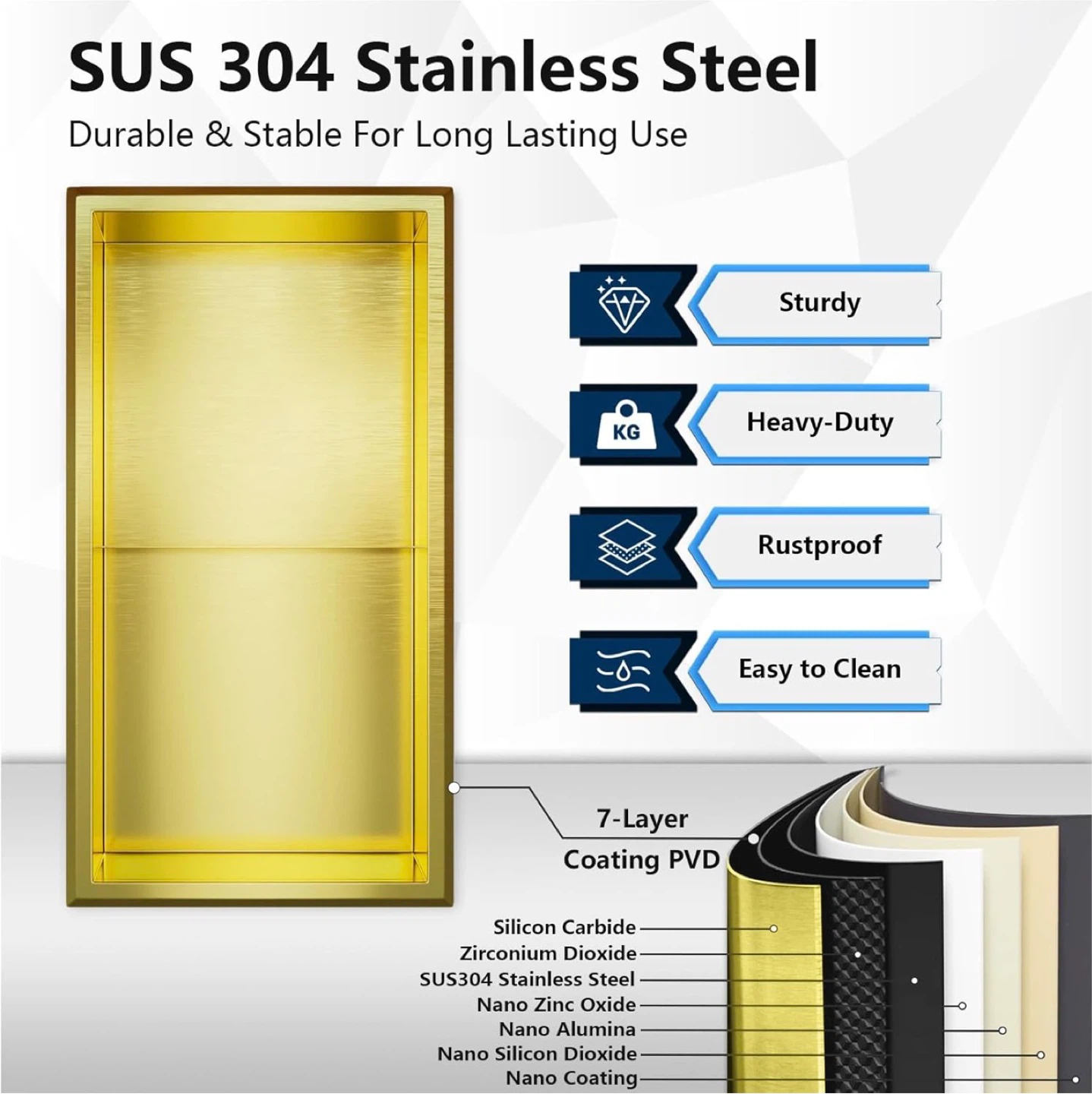 Gold SUS 304 Stainless Steel Shower Niche - photo 2