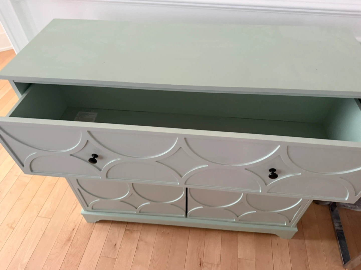 Light Green Accent Cabinet with Two Doors and Drawer - photo 4