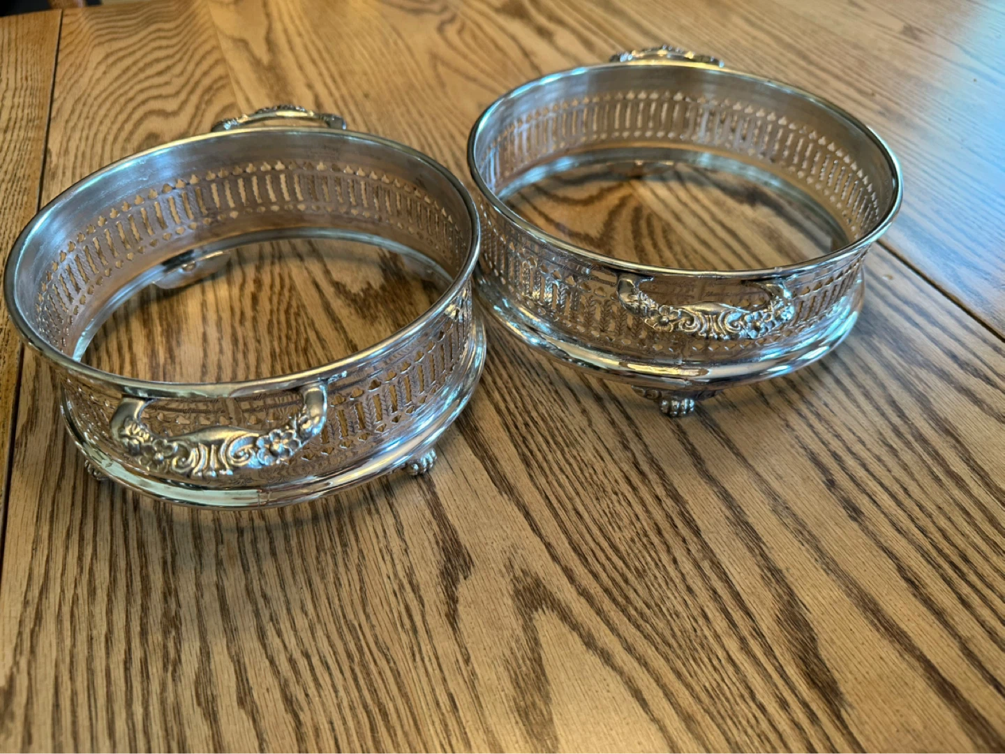 Set of 2 Vintage 1960’s Silver Plate Footed Trays