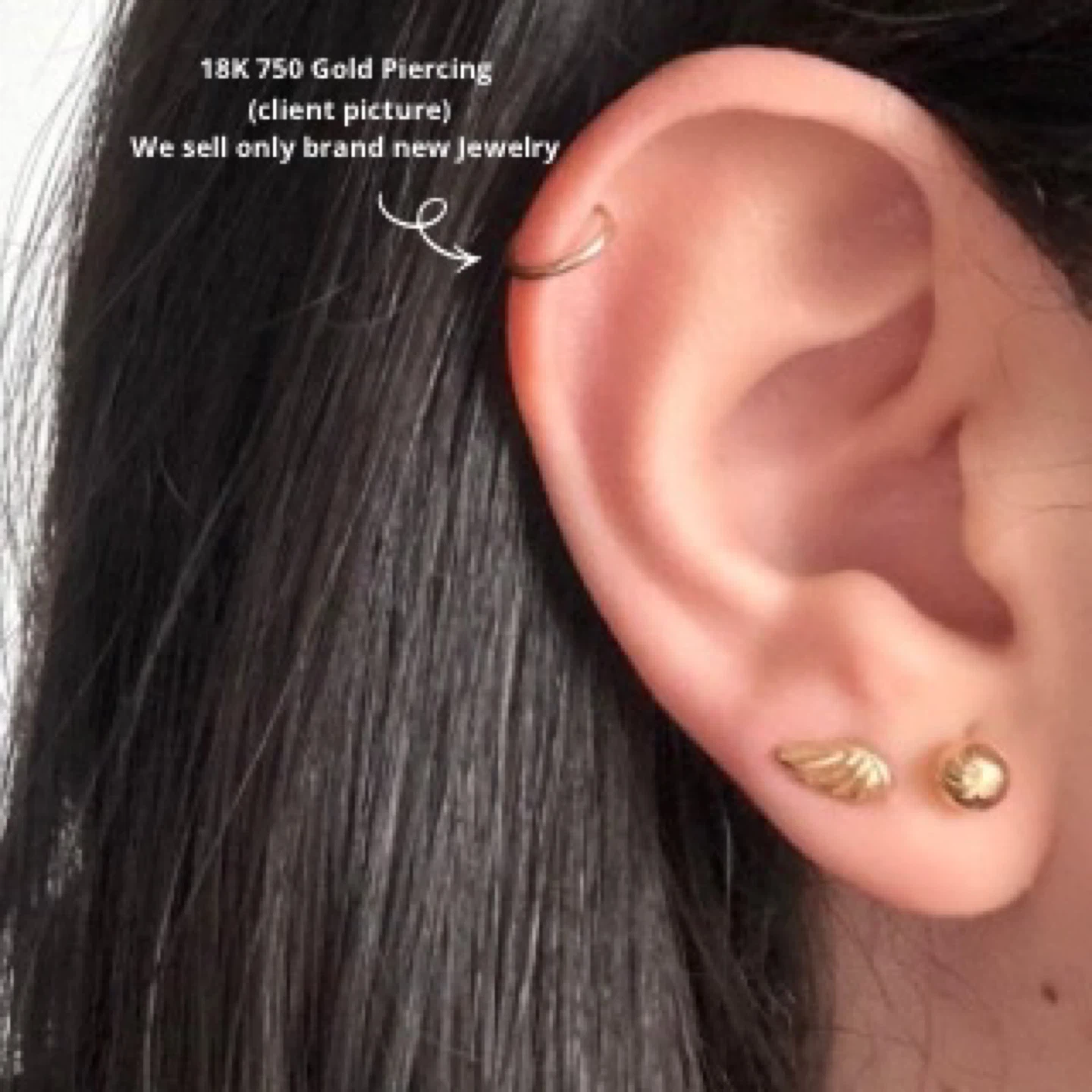 18K 750 Gold and 925 Silver Earring/Piercing