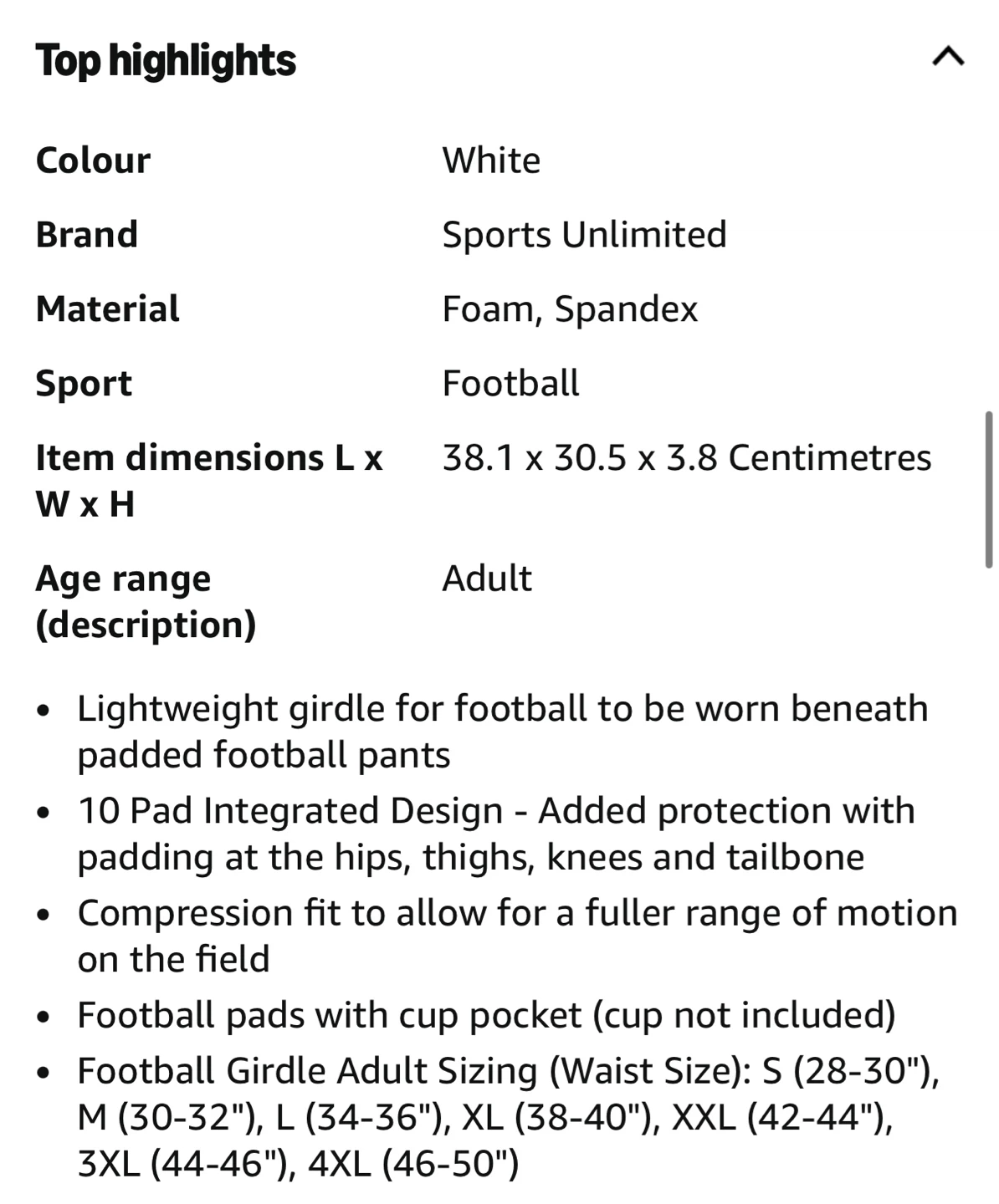 Adult Football Girdle 3X - photo 3