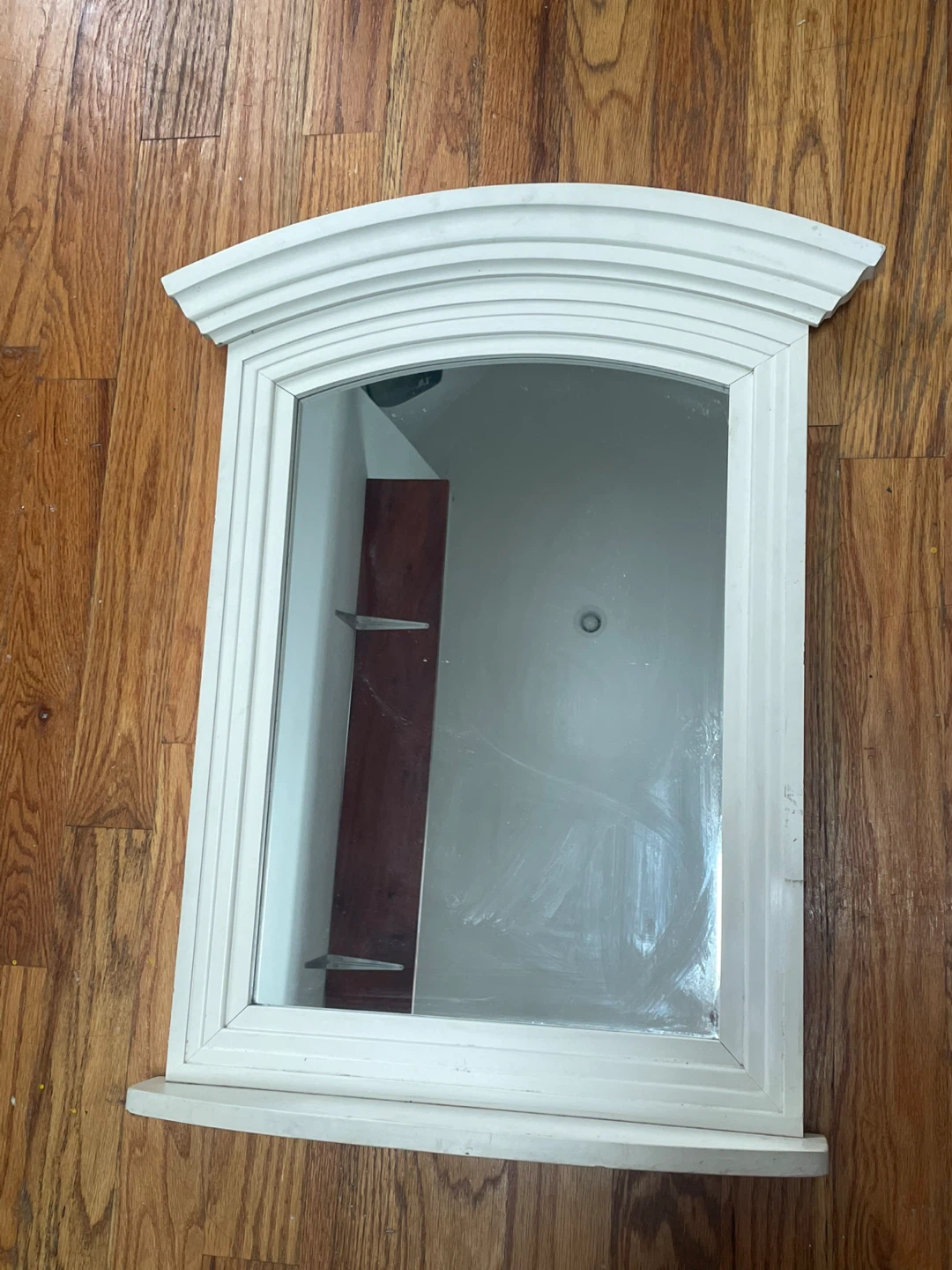White Midcentury Mirror - photo 2
