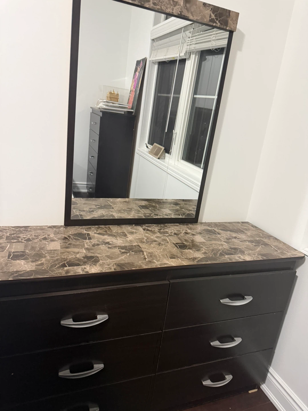 Dark Brown 6-Drawer Dresser with Mirror - photo 4