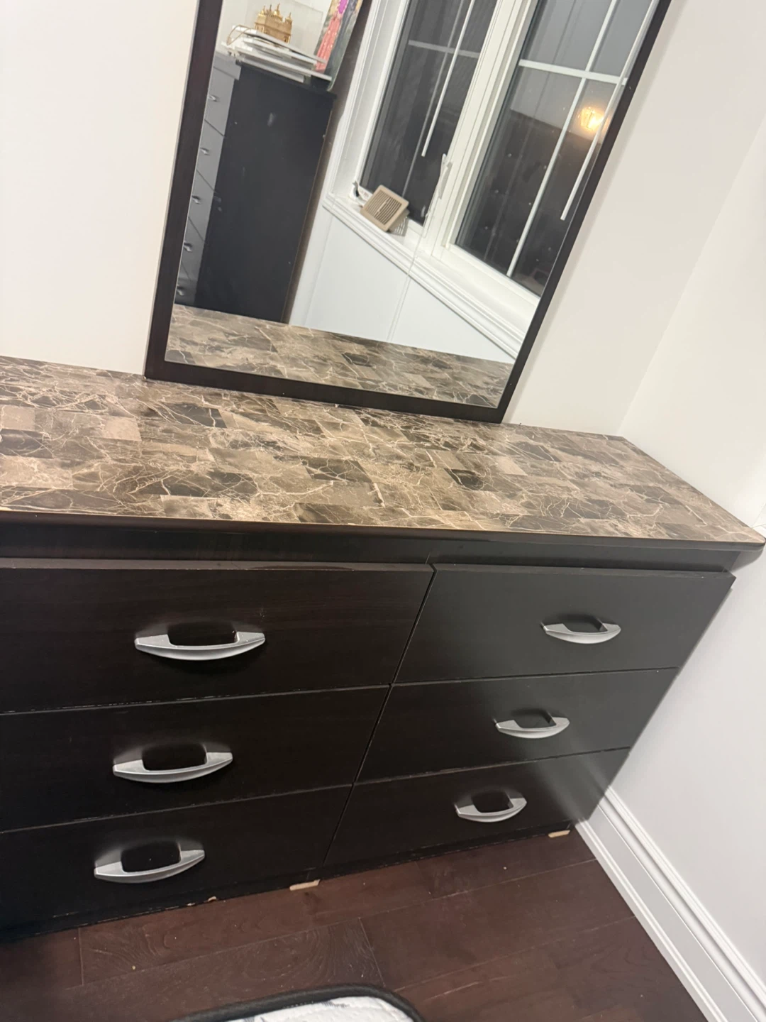 Dark Brown 6-Drawer Dresser with Mirror - photo 5