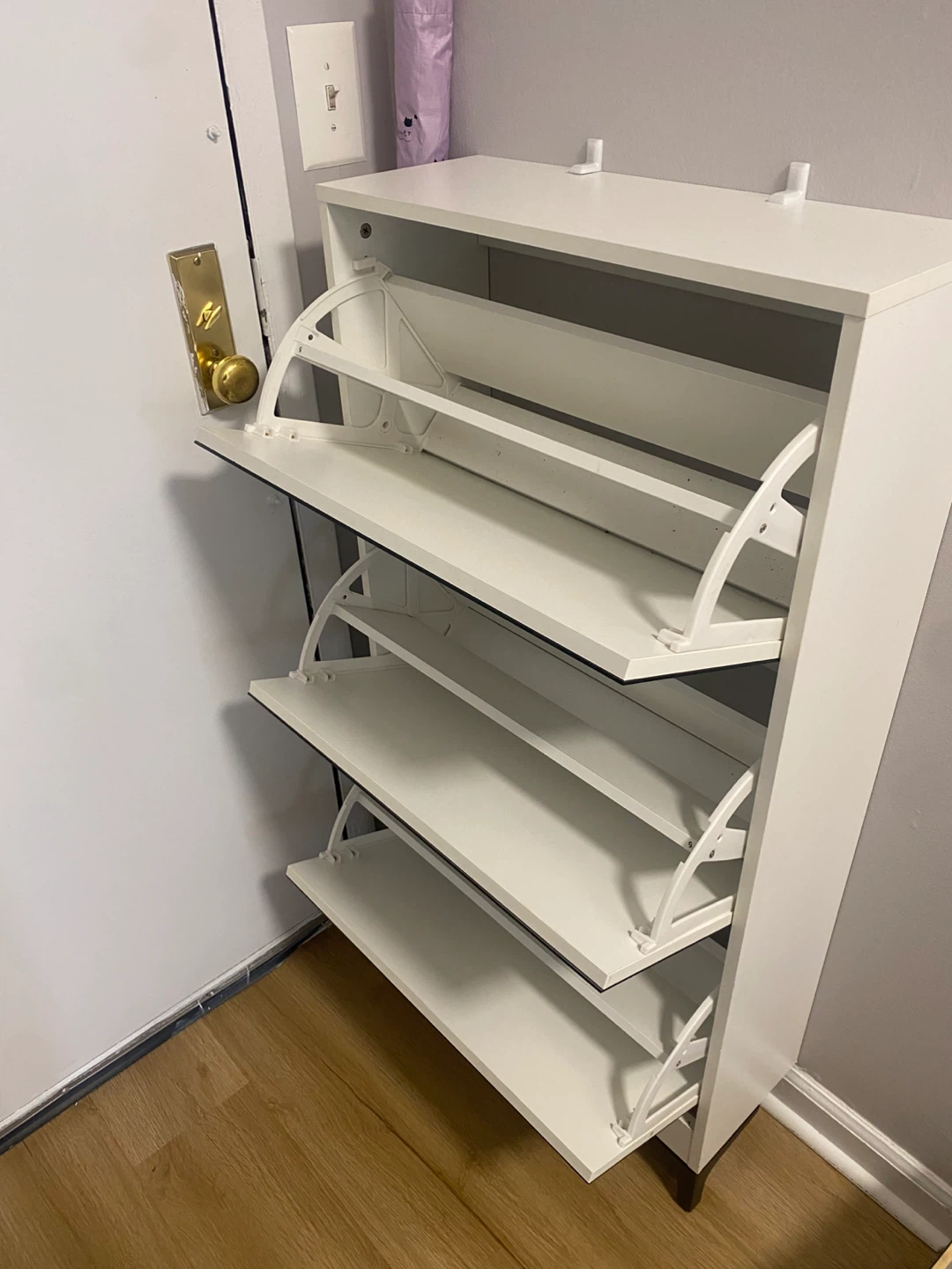 White Mirrored Shoe Cabinet - 3 Tier