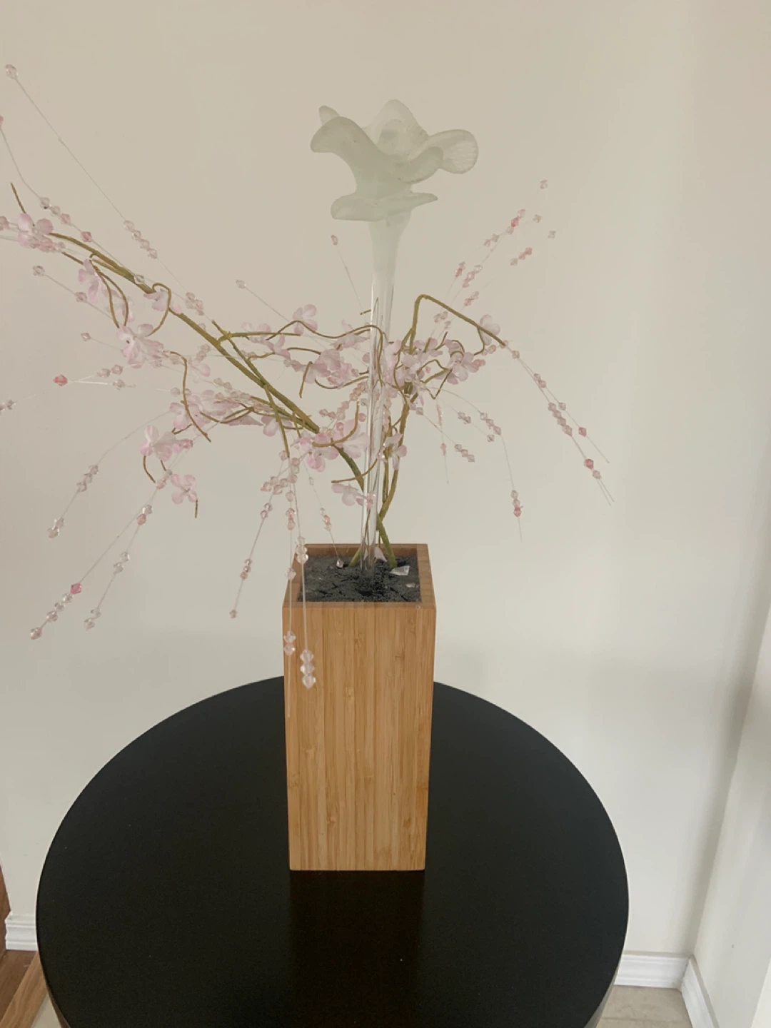 Decorative Faux Cherry Blossom Floral Arrangement in Wooden Pot - photo 3