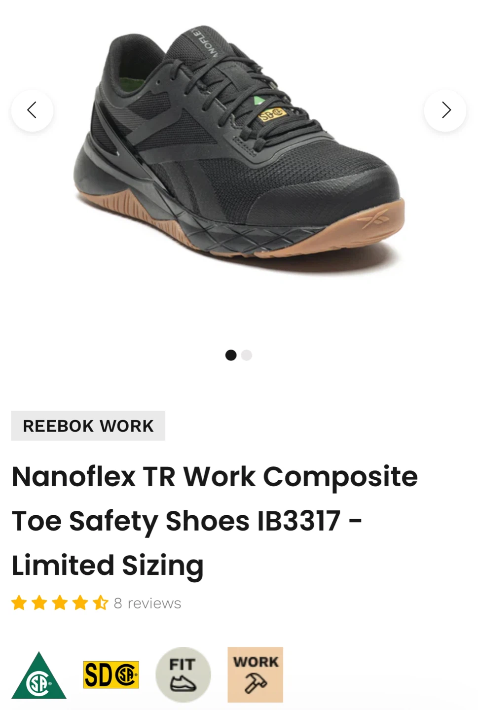 Reebok Nanoflex TR Work Composite Toe Safety Shoes IB3317 - photo 2