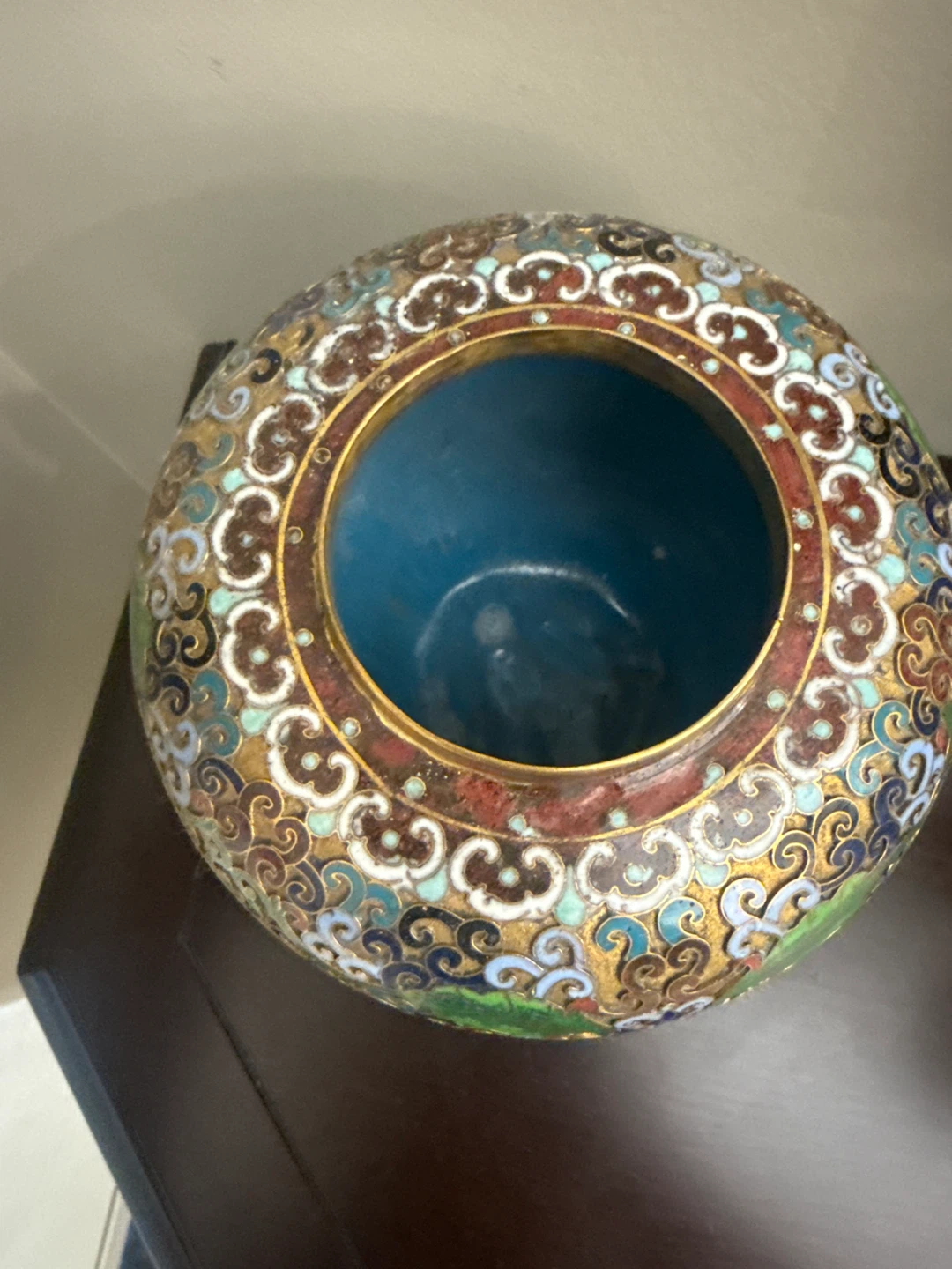 Cloisonné Ginger Jar with Lid and Stand - photo 2
