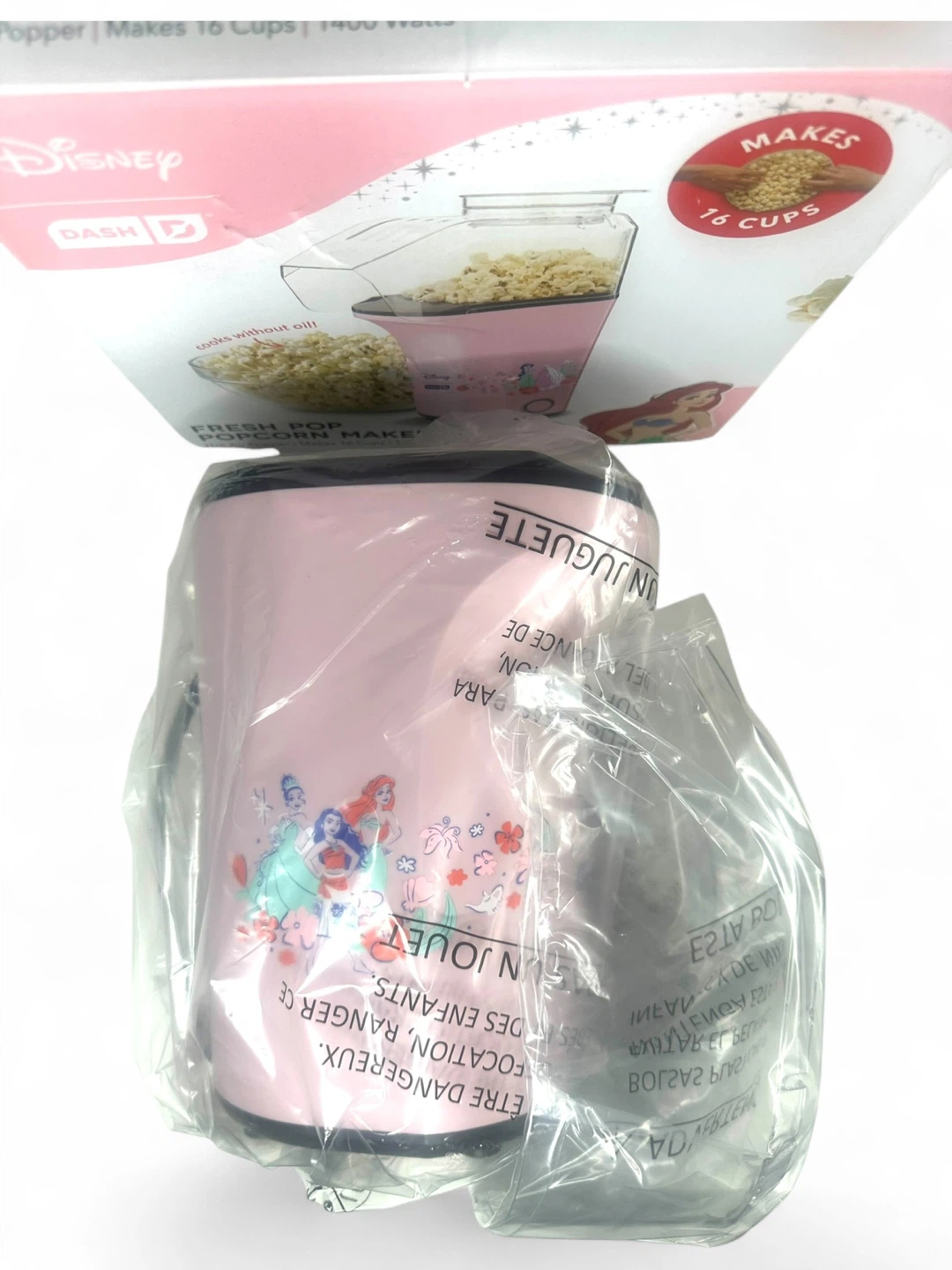 Disney Dash Princess Pink Pop Popcorn Maker, 16‑Cup Oil‑Free - photo 3