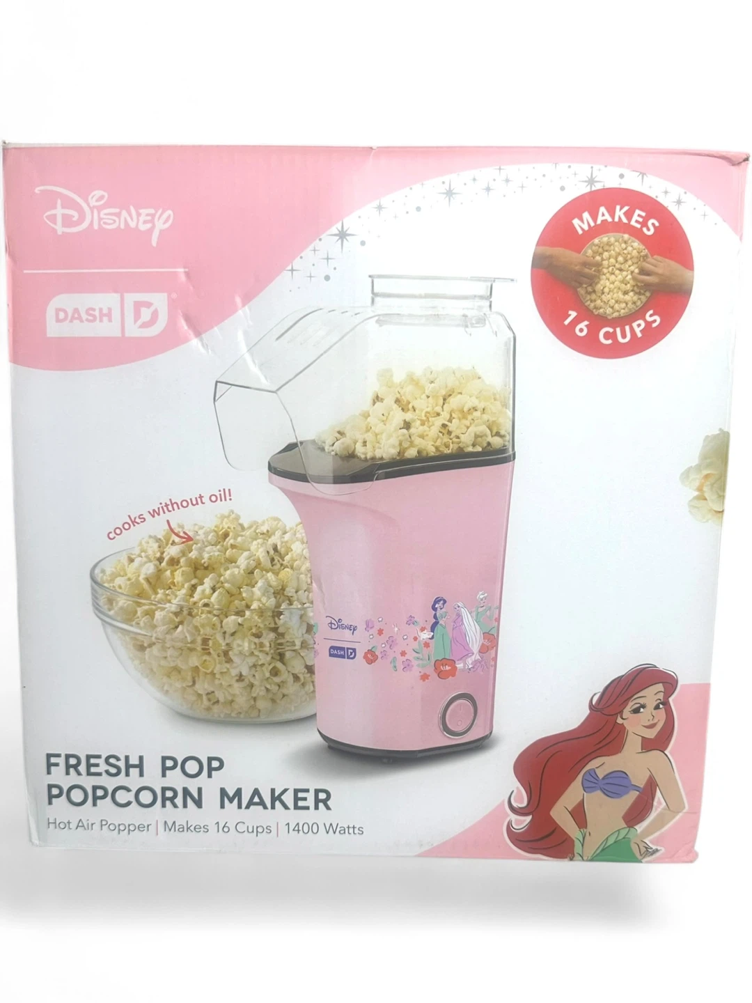 Disney Dash Princess Pink Pop Popcorn Maker, 16‑Cup Oil‑Free - photo 2
