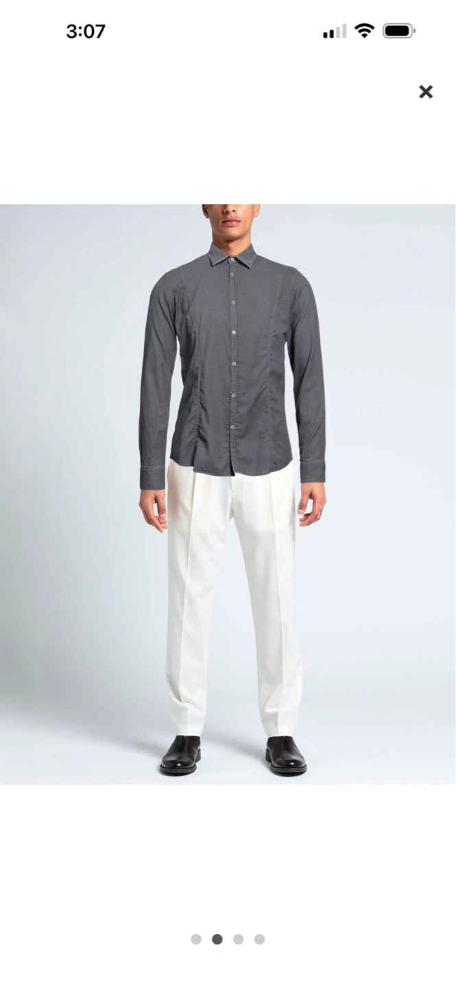 AGLINI Men's Grey Patterned Long Sleeve Dress Shirt