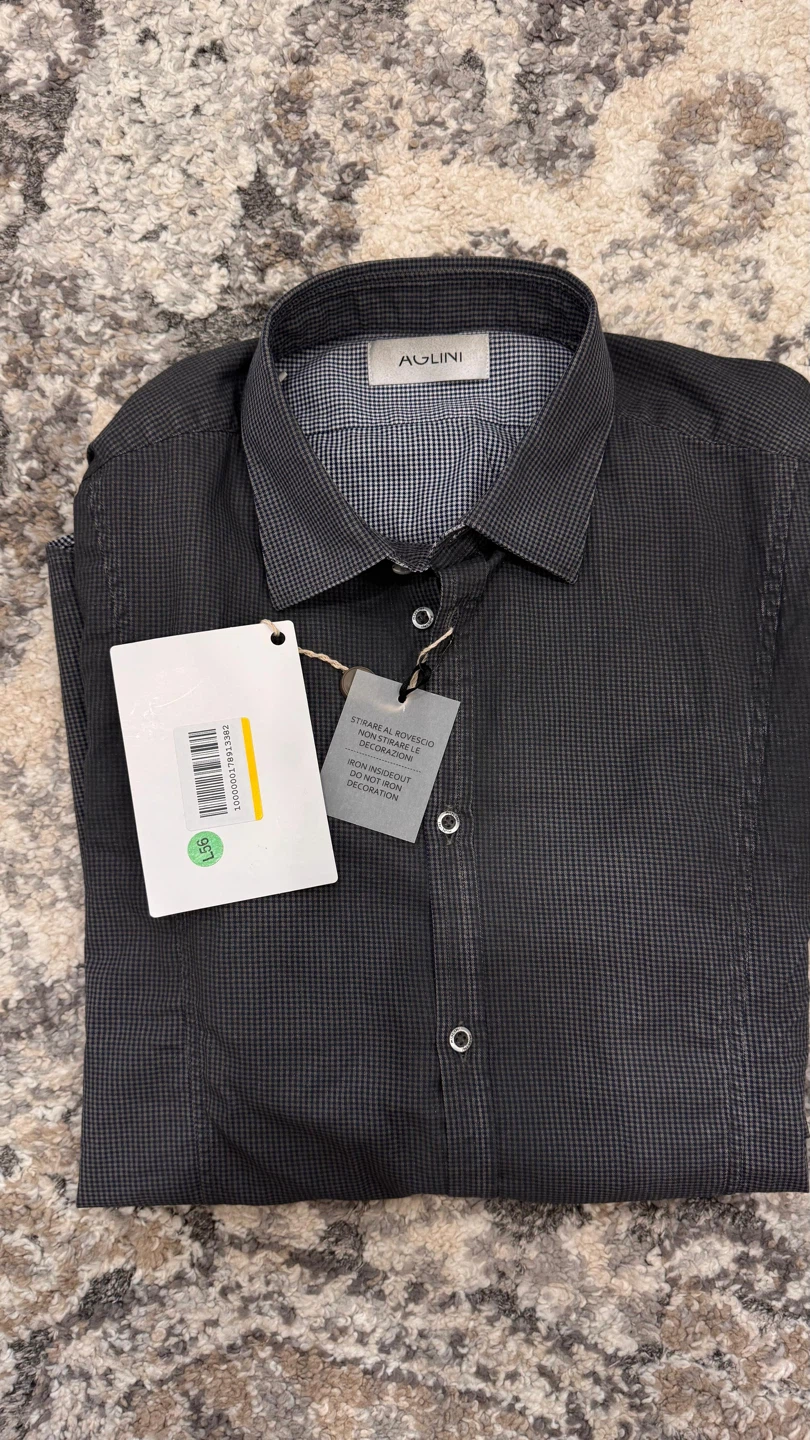 AGLINI Men's Grey Patterned Long Sleeve Dress Shirt - photo 5
