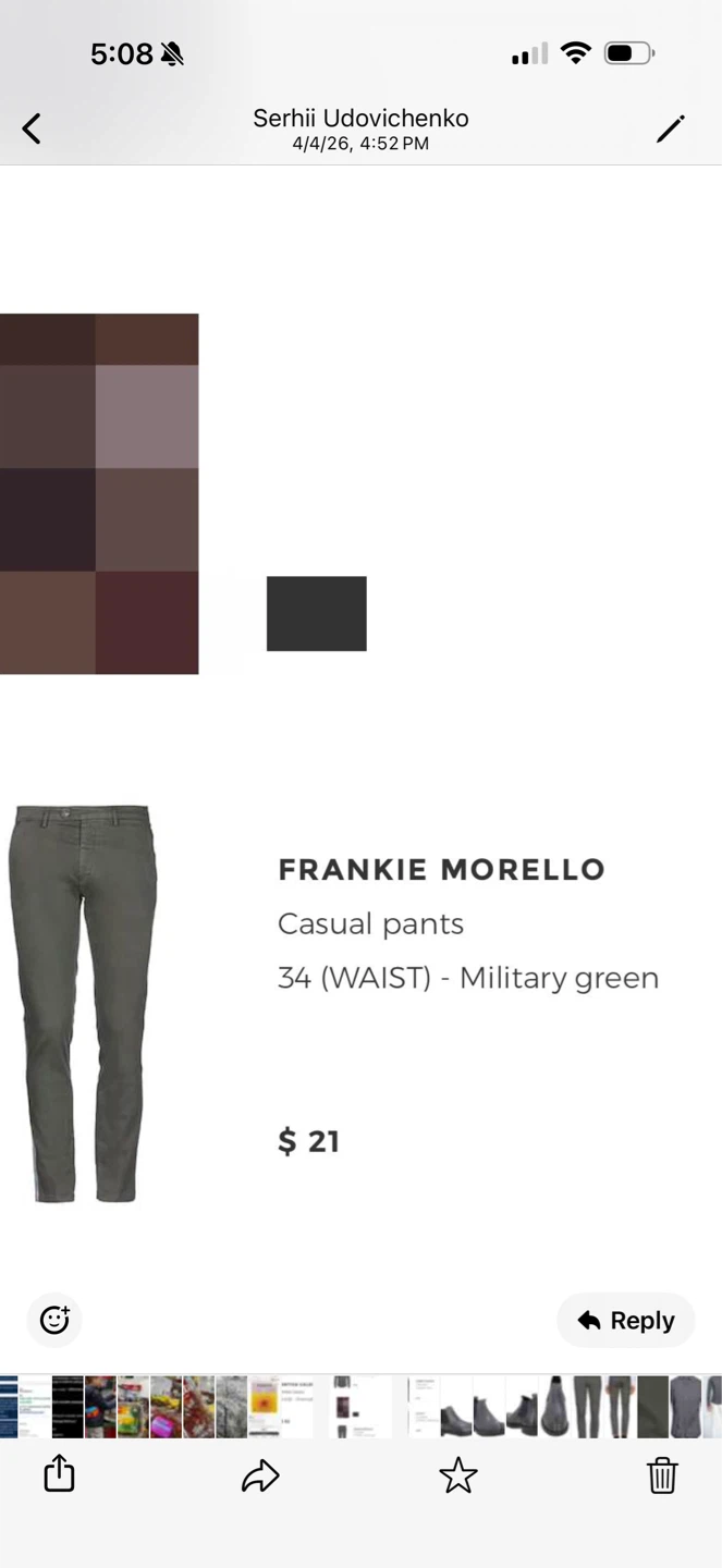 Frankie Morello Casual Pants Military Green Size 34 - photo 3