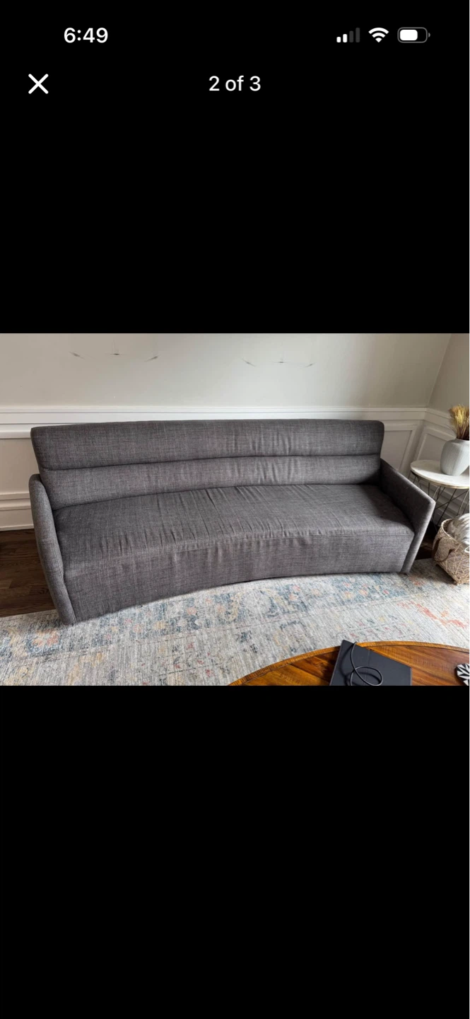 Crate and barrel curved couch garage pickup. 94 inches long - photo 2