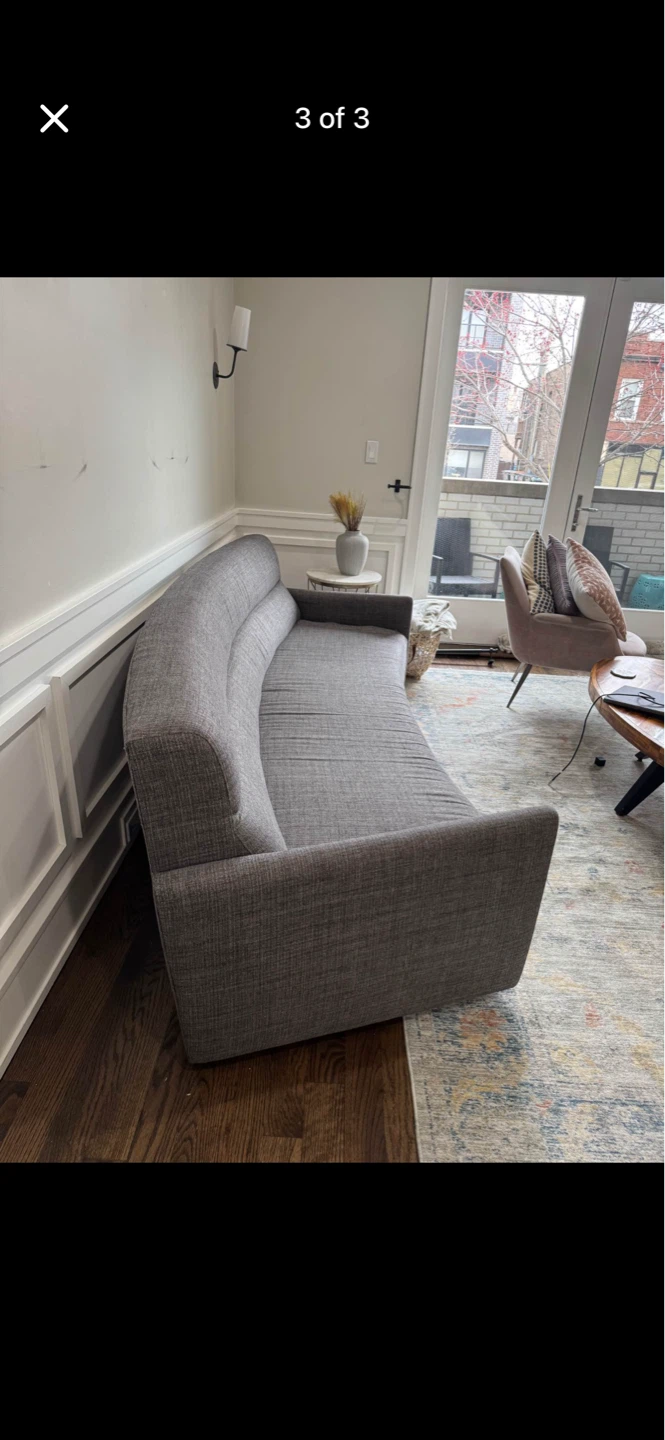 Crate and barrel curved couch garage pickup. 94 inches long