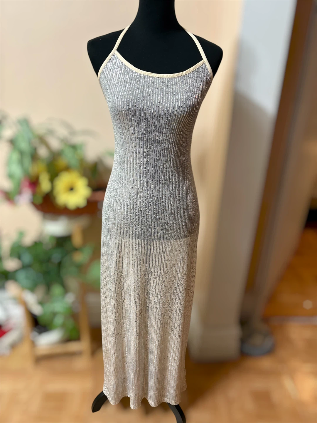 Sequin Halter Neck Maxi Dress
