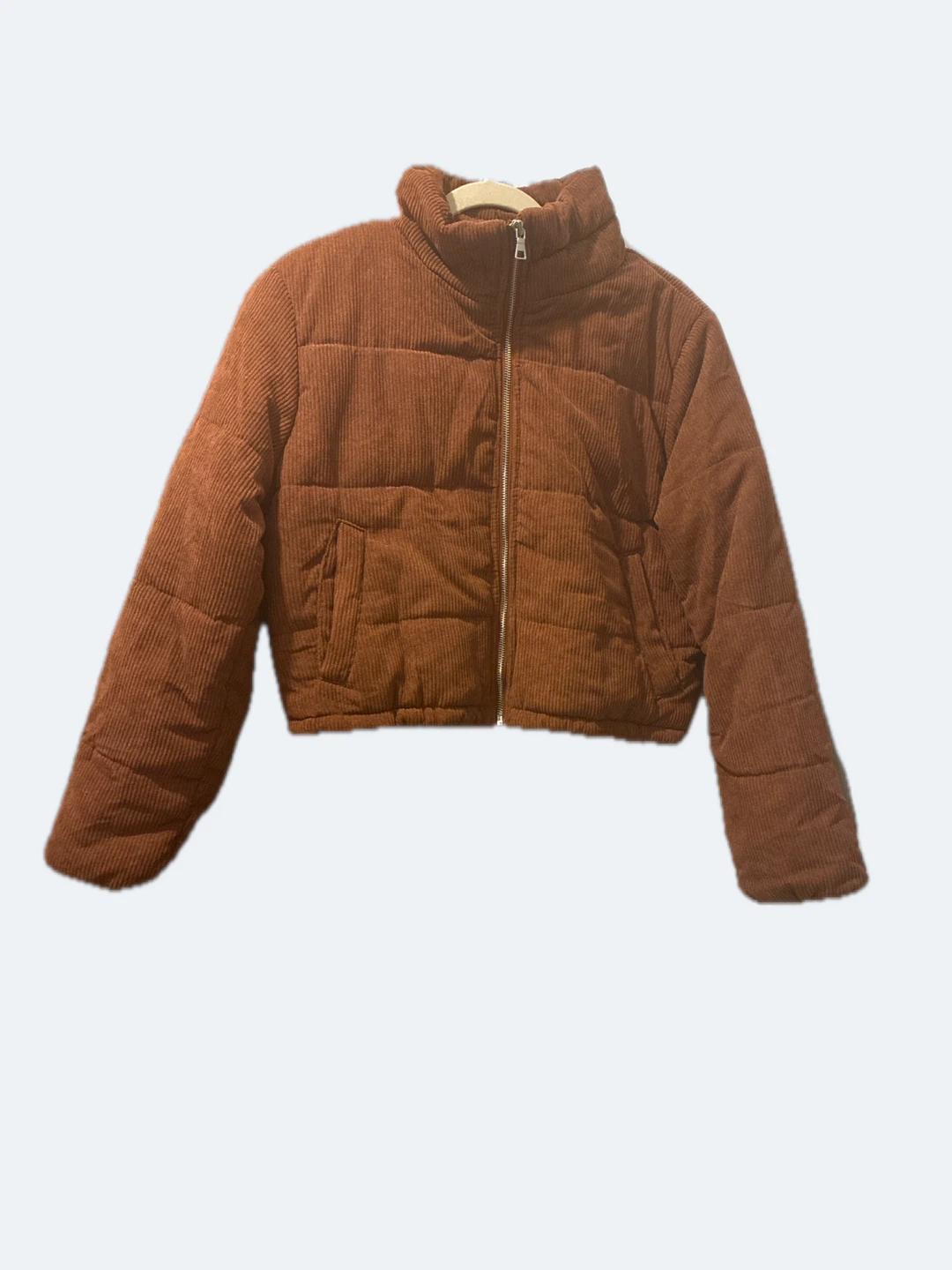 Corduroy Puffer Jacket - Brown