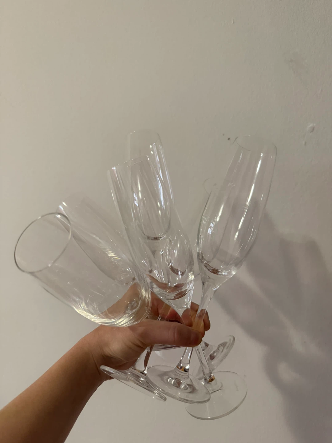 Set of 5  Clear Champagne Flutes