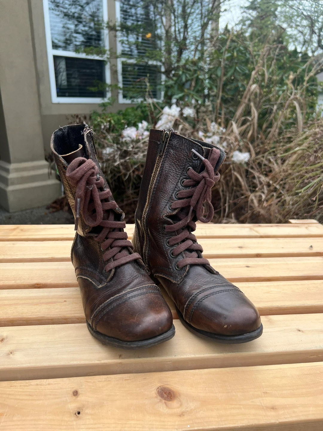 Steve Madden Leather Combat Boots - Brown - photo 2