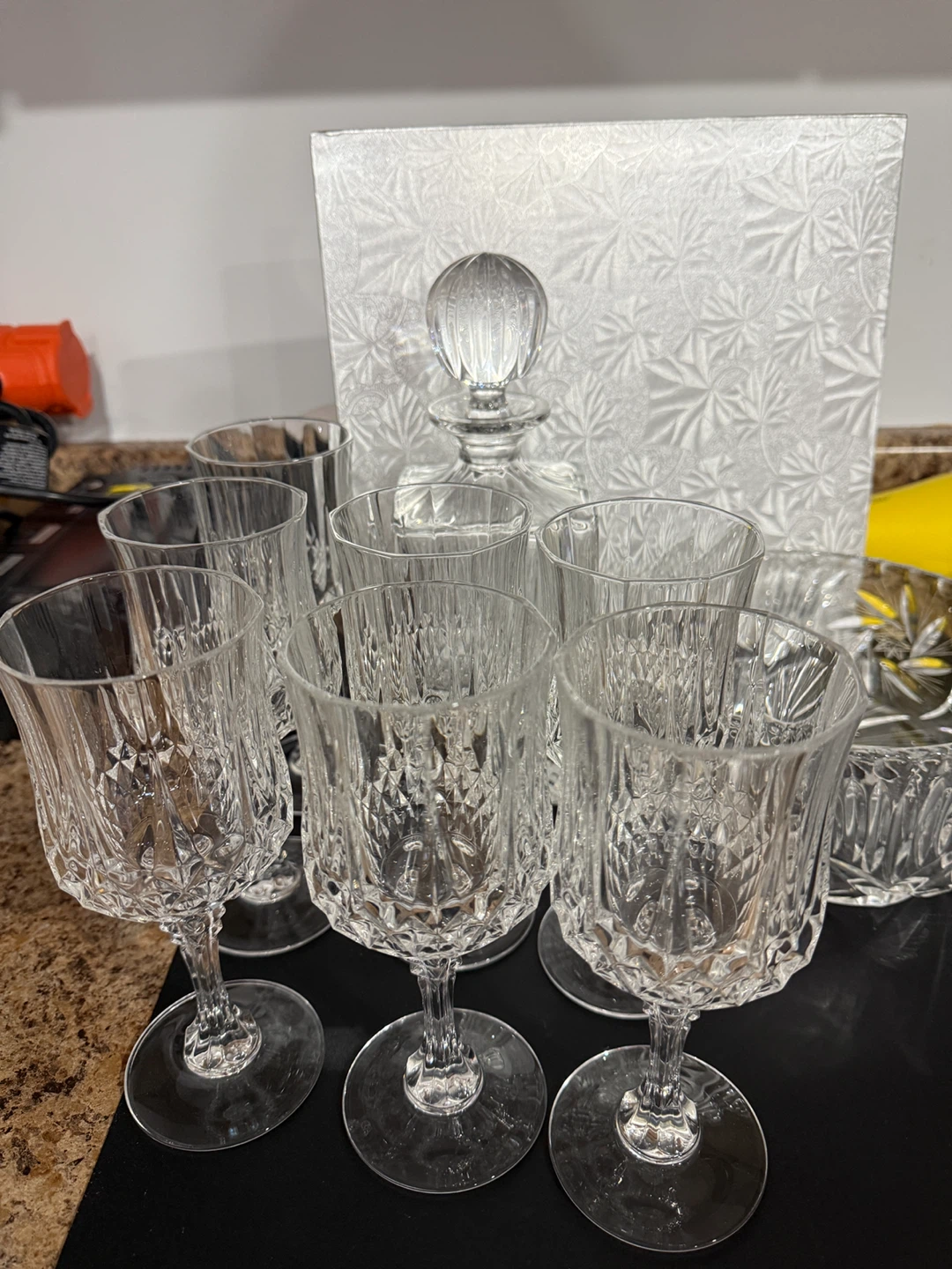 Crystal Decanter Set with Glasses and Bowl