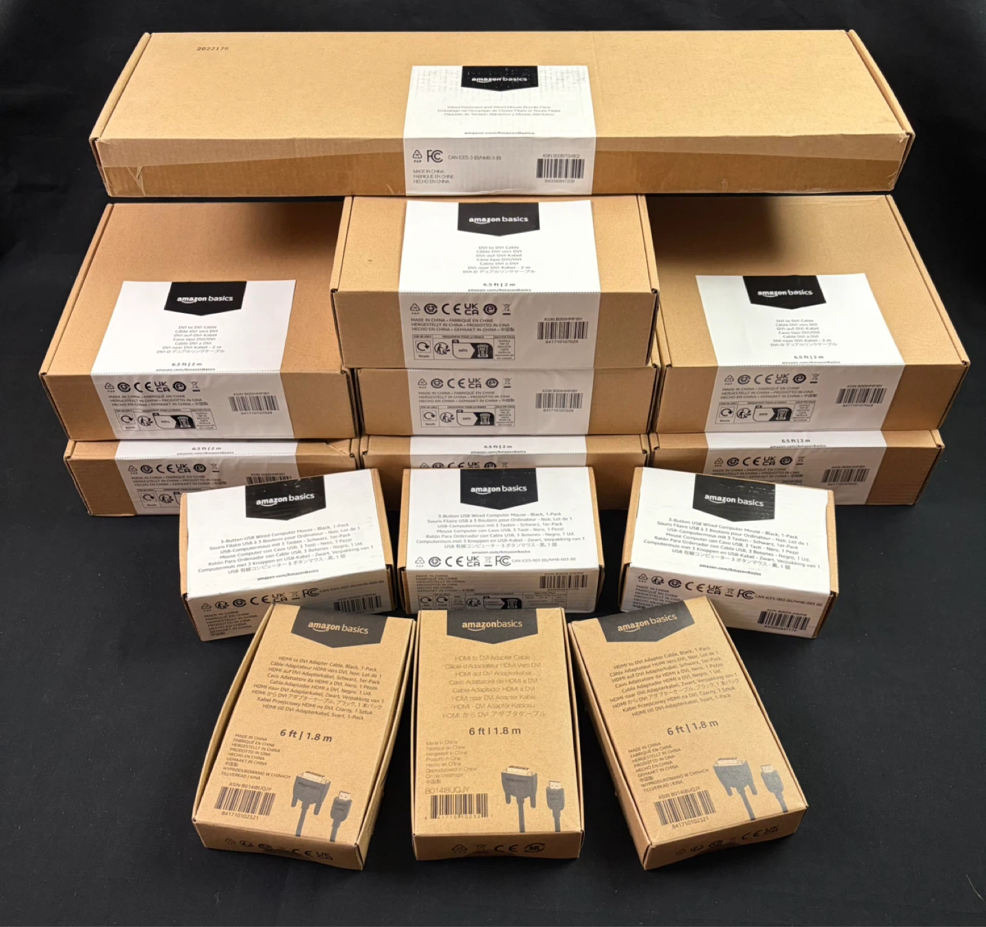 Amazon Basics: Keyboard, 3 Mice, 3 HDMI-DVI, 6 DVI-DVI (New)