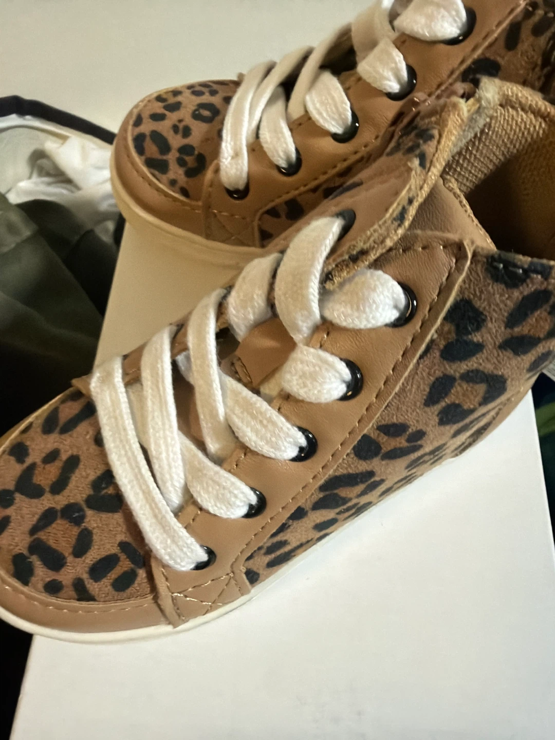 Toddler Leopard Print High-Top Sneakers - Size 7 - photo 2