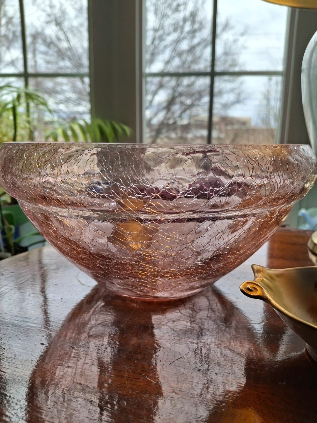 Pink crackle glass bowl - photo 3